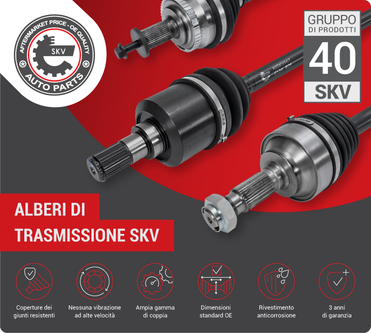 Nuovi modelli di alberi di trasmissione SKV